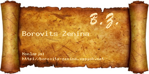 Borovits Zenina névjegykártya